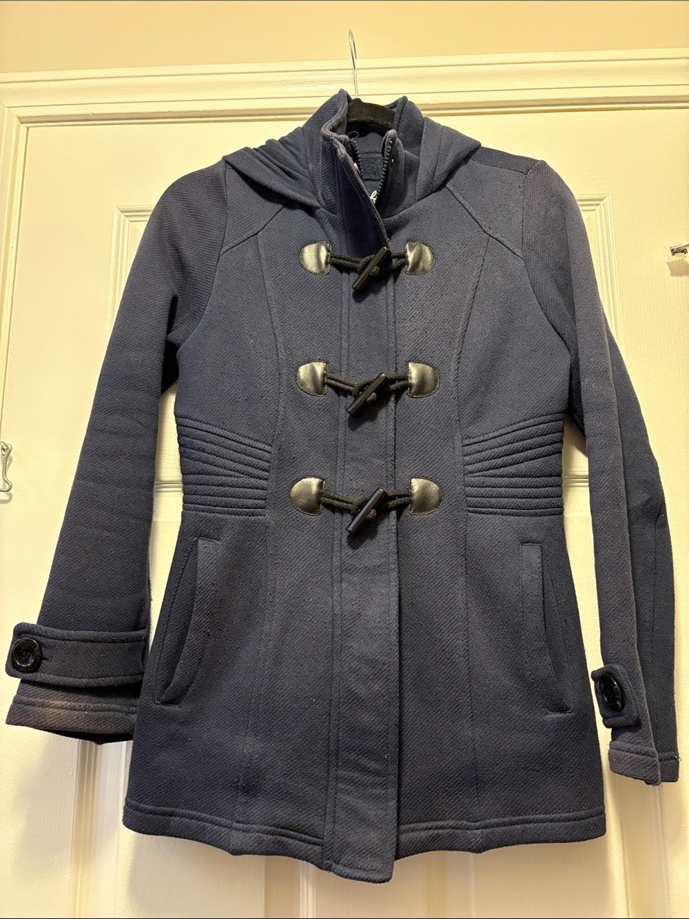 Young Adult Women's Navy Toggle Coat with Hood